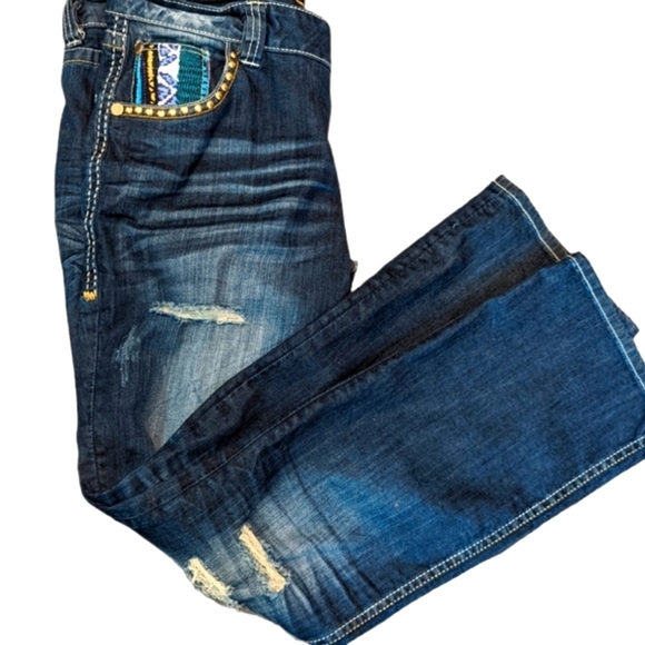 Coogi Jeans Y2K Jeans .. Embroidery Gold Studded Pocket Bootcut..Size 17/18 - Picture 2 of 11